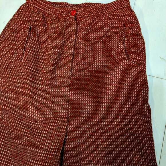 Vintage wool skirt, maroon and brown, size S - Picture 2 of 3